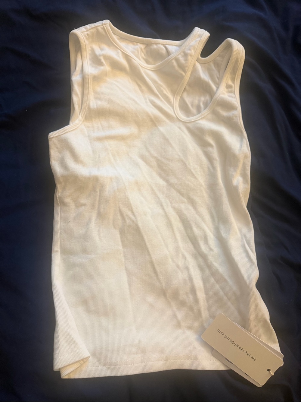 Commense White Ribbed Tank Top